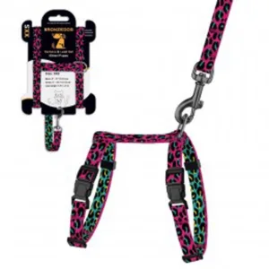 58/8722 Шлея з поводом для котів та дрібних собак BronzeDog Urban ART розмір ХS Леопард