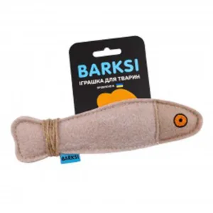 3504 Іграшка для котів ТМ Barksi Рибка з мотузкою бежева