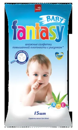 Серветки вологі Fantasy Baby д/дітей з екстр. алое вера 15шт