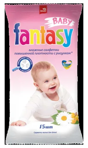 Серветки вологі Fantasy Baby д/дітей з екстр. ромашки та обліпихи 15шт