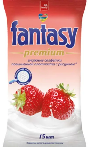 Серветки вологі Fantasy Premium з ароматом полуниці 15шт