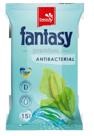 Серветки вологі Fantasy Premium з екстр. подорожника та Д-пантенолом 15шт