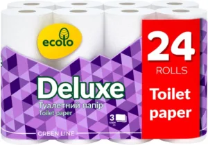 Папір туалет. ECOLO 24рул.DELUXE-3шар )