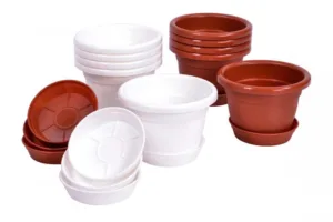 Горщик д/квітів З тарілкою міст. 1,00л (білий) (G135)