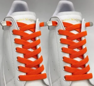 Шнурівки ПЛОСКІ 100 помаранч еластичні з фіксатором