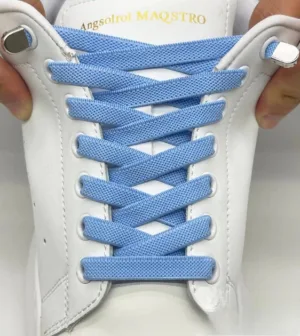 Шнурівки ПЛОСКІ 100 блакитні еластичні з фіксатором