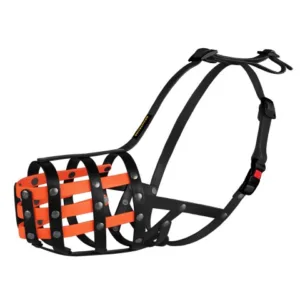 4904/Т Намордник сітка з біотану чорний з помаранчевим (доберман, велика вівчарка), А-32см,С-14см