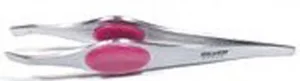Пінцет SП-7104/2   9,7см резин. вставка рожева