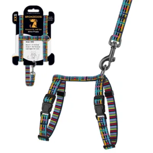 57/8718 Шлея з поводом для котів та дрібних собак Urban BronzeDog ART розмір 2ХS Клітинка
