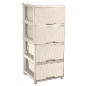 Комод "Ротанг" 123094 на 4 шухляди (кремовий)