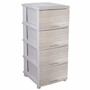 Комод з декор.123093 на 4 шухляди(кремов/Дерево темне)