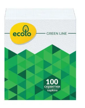 Серветки ECOLO (21*24) 100л. Білі (а 0835)