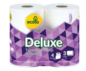 Папір туалет. ECOLO 4рул.DELUXE-3шар (Т 0002)