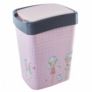 Відро декор "Євро" 10л д/сміття 121066 (сірий/рож.Дівчатка)