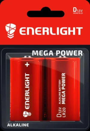Бат-ка ENERLIGHT Alkaline MEGA POWER Блістер-2шт"D"