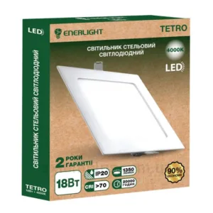Cвітильник ENERLIGHT LED стельовий "TETRO" 18Вт 4000К (1350lm)