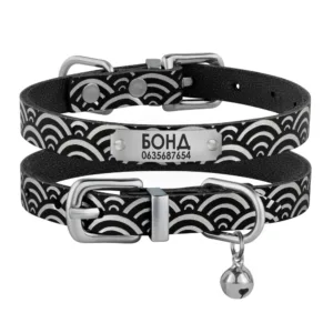 570227 Нашийник для собак шкіряний Classic одинарний з срібним тисненням Море(ш 12мм, д 23-30)