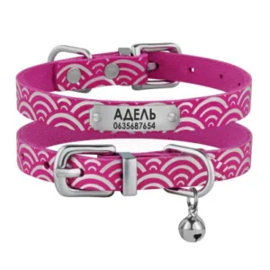 570311 Нашийник для собак шкіряний Classic одинарний з срібним тисненням Хвиля(ш 17мм, д 28-36