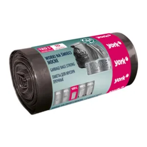 YORK 9053 Пакети д/сміття 120л/10шт МІЦНІ ЧОРНІ