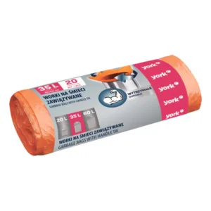 YORK 9066 Пакети д/сміття із зав"язками 35л/20шт ОРАНЖ