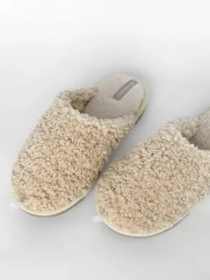 Капці 13063 домашні жін HS-OZ хутряні curly молочні р.36/37