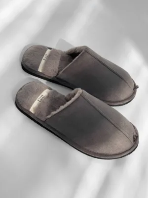 Капці 10970 домашні чол HS-LUX замш з хутром сірі р.40/41