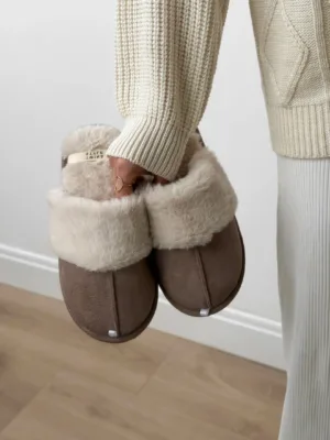 Капці 10966 домашні жін HS-LUX замш з хутряним виворотом мокко р.36/37