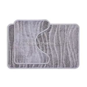 НБ килимів д/ванних кімнат поліпроп. ECONOM 50*80+50*40 з вирізом св.сірий хвиля 1000007905